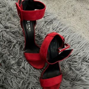 Simmi red heels with ankle strap